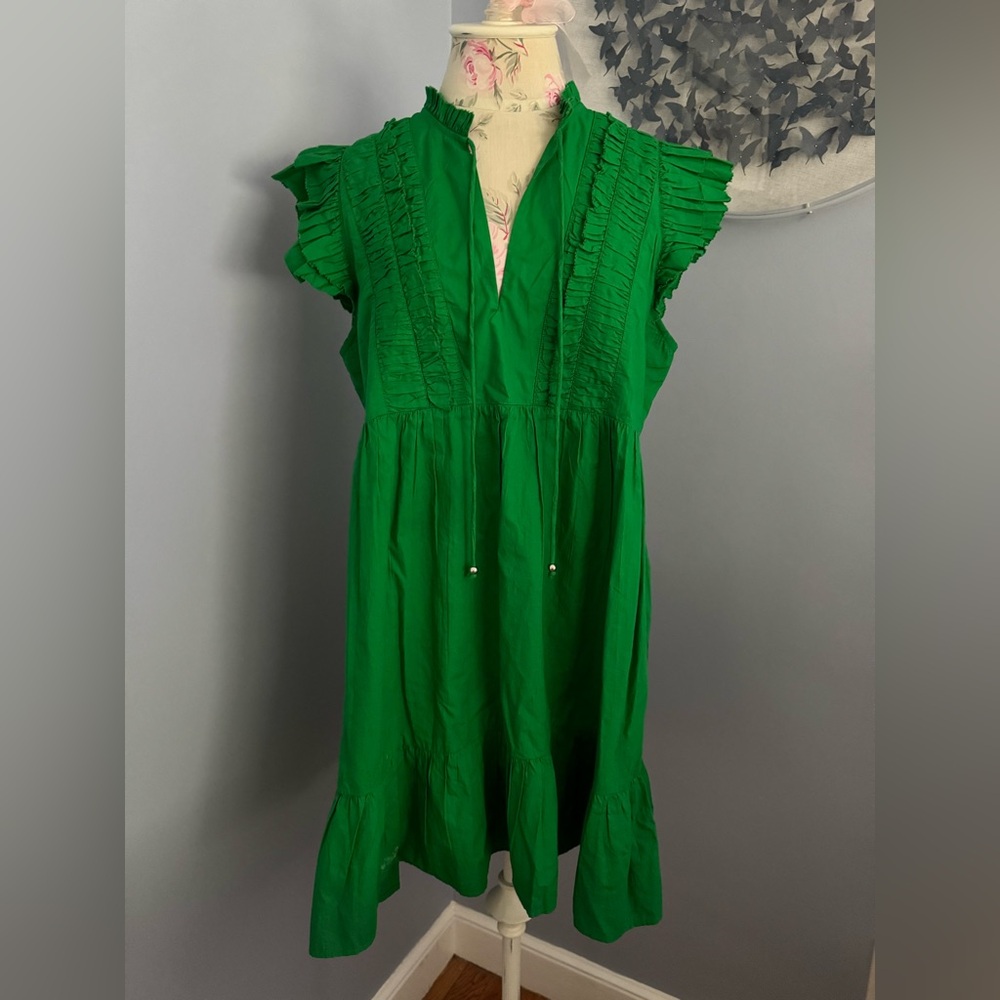 Caroline Constas Vibrant Green Ruffle Mini Dress